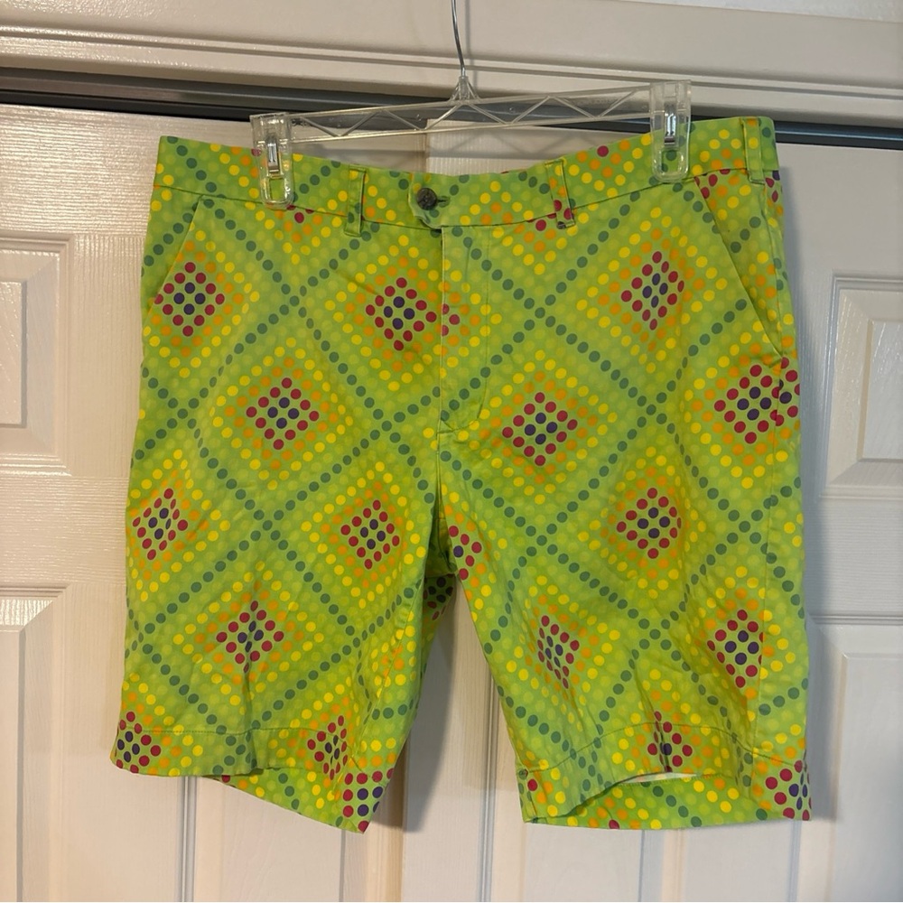 Loudmouth Green and Yellow Flat Front Shorts